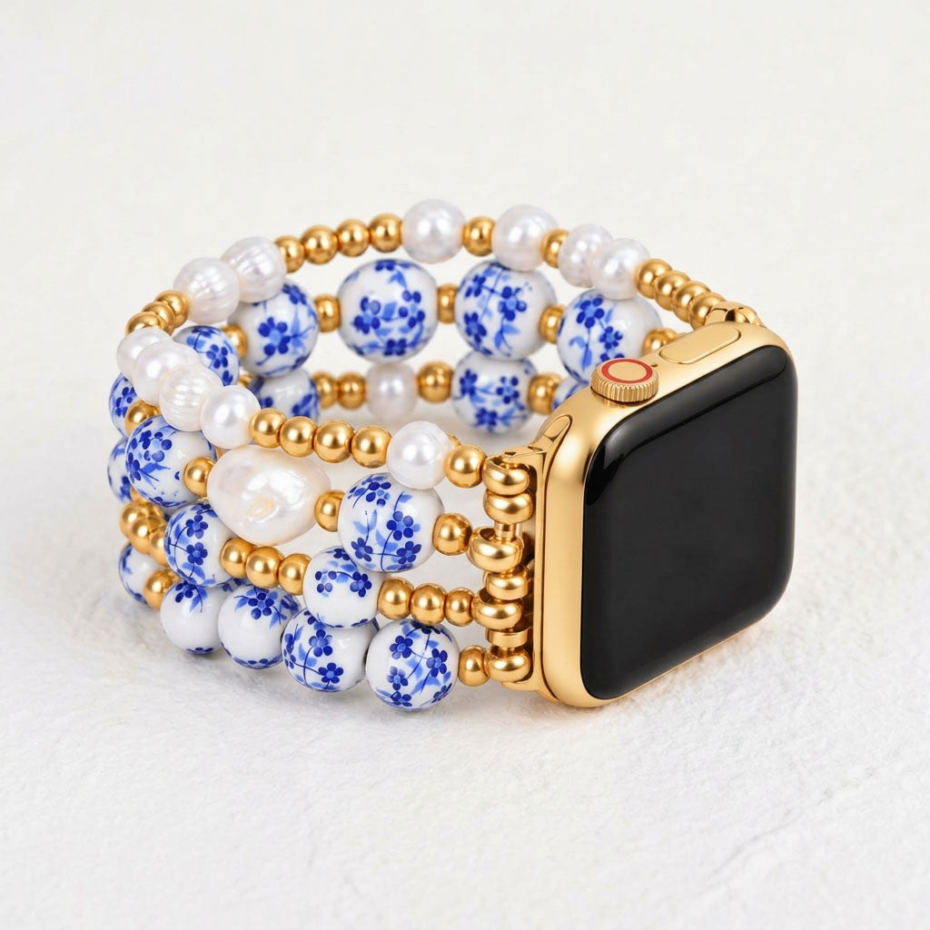 Porcelain-Garten-Saphirblüten-Armband für die Apple Watch