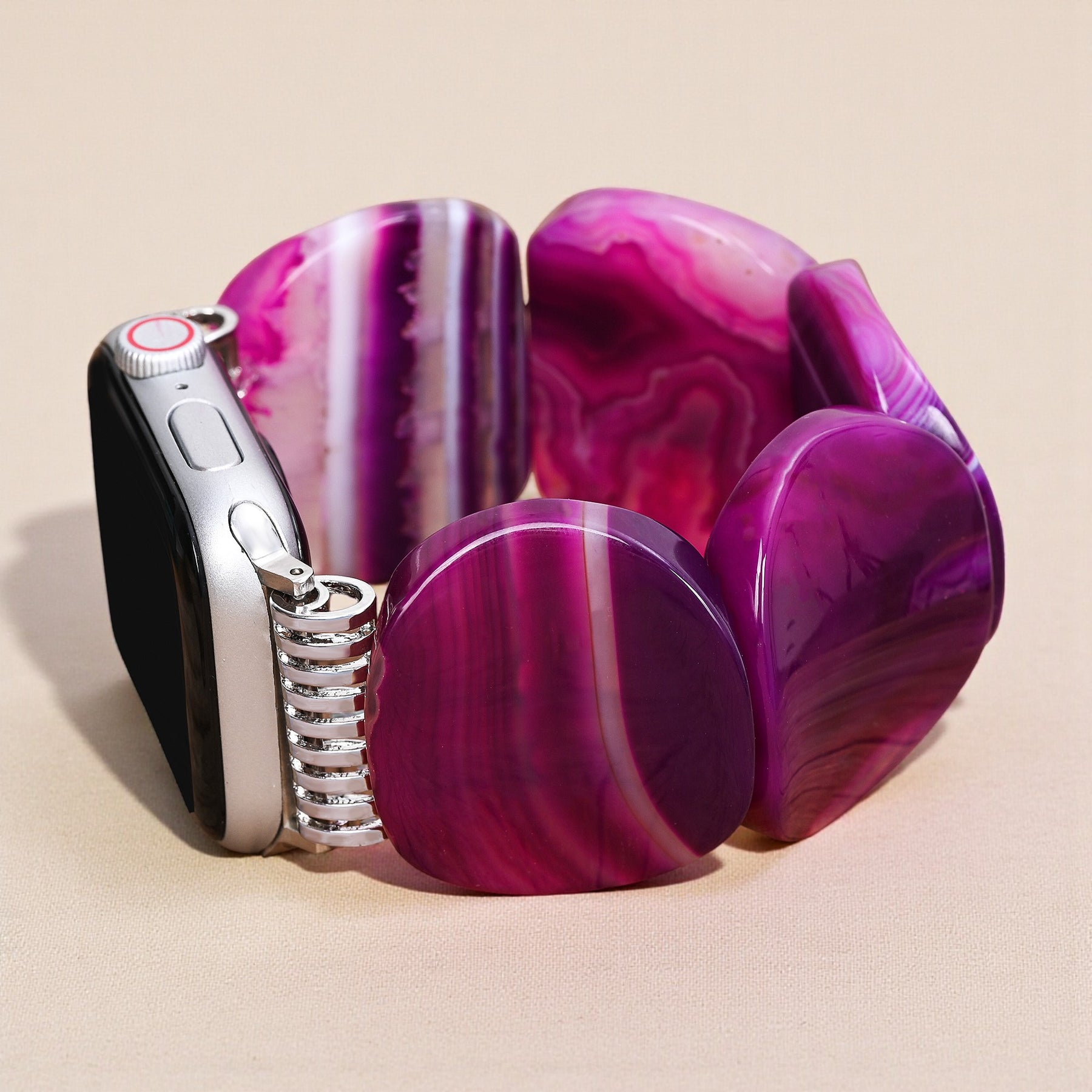 Mystic Pflaume Achat Stretch Apple Watch Armband