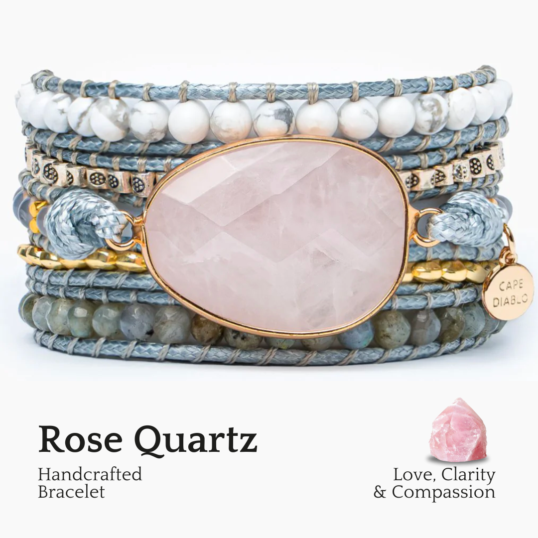 Bracelet enveloppant d'amour en quartz rose