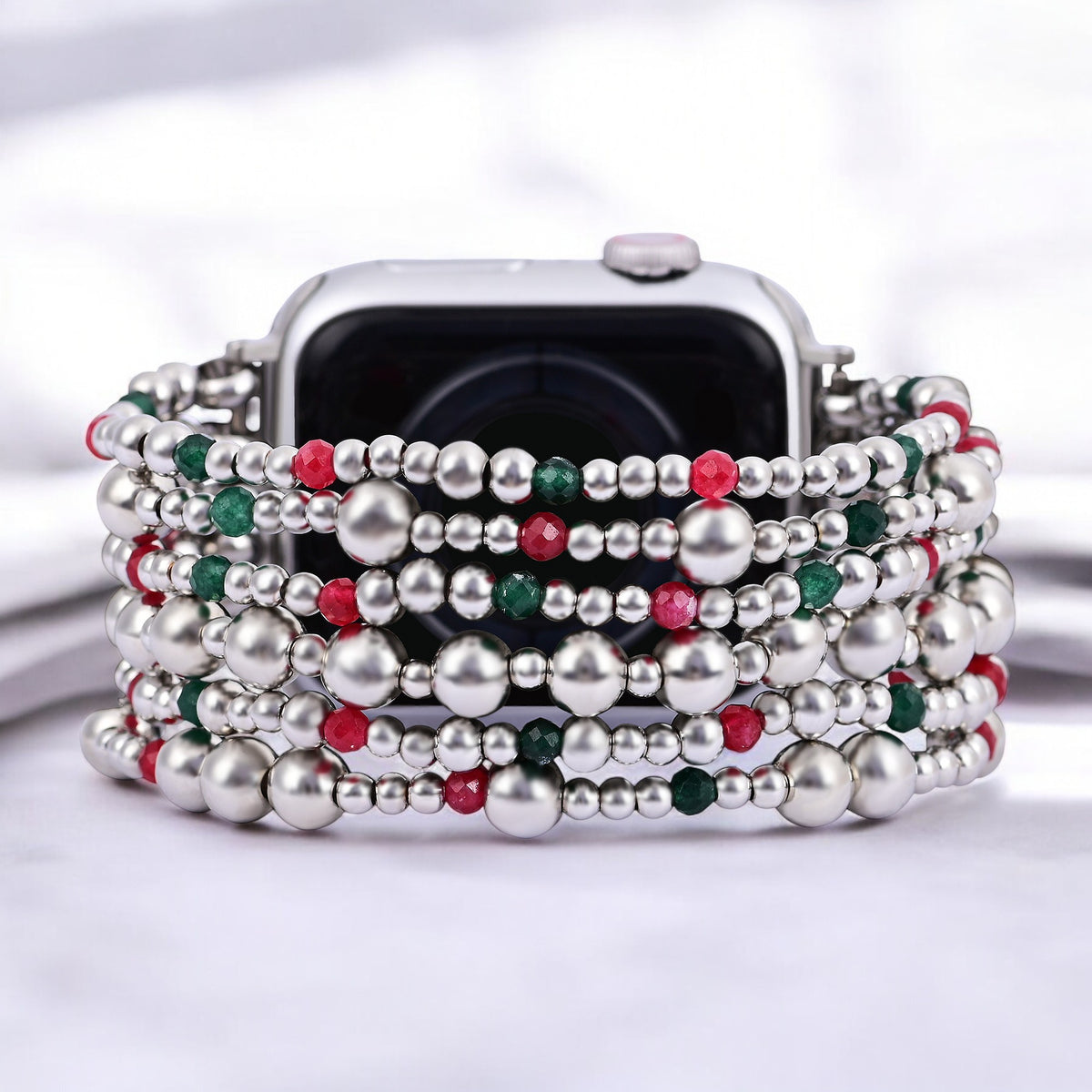 Weihnachts-Silber-Magie-Stretch Apple Watch Armband