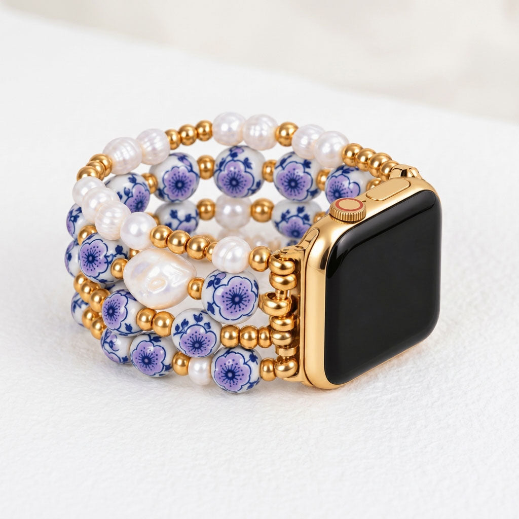 Porcelain-Garten-Lavendelblüten-Armband für die Apple Watch