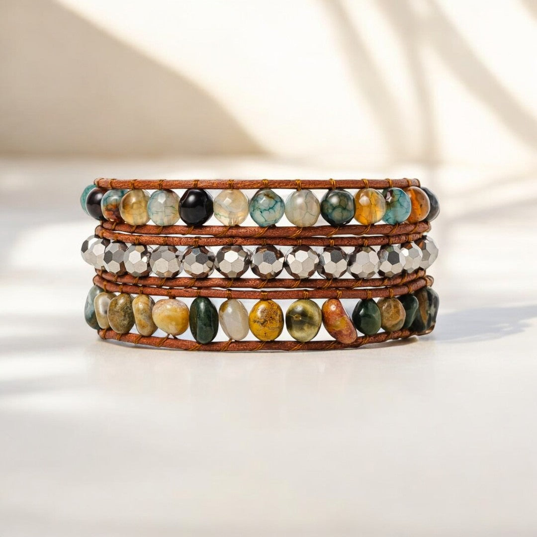 Indisches Achat-Wickelarmband