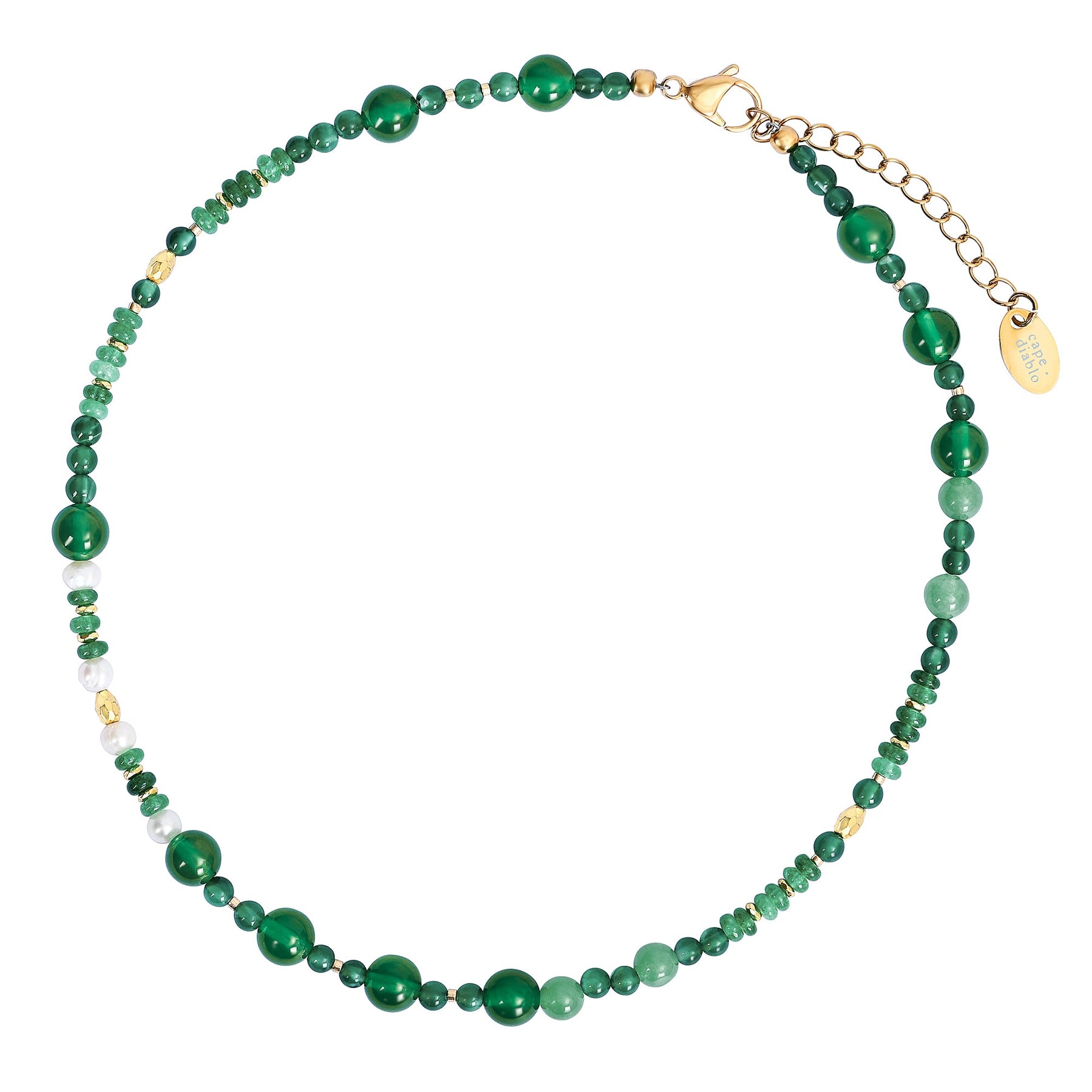Collier Harmonie en Agate Verte et Perle