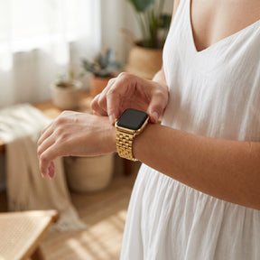 Bracelet Apple Watch de luxe chic doré