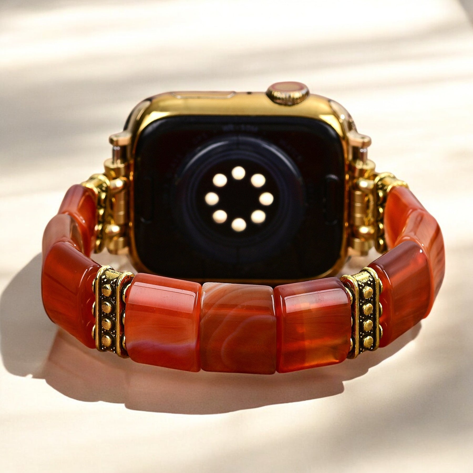 Serene Flame Achat Stretch Apple Watch Armband