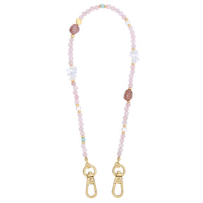 Rosenquarz Charm Telefonkette