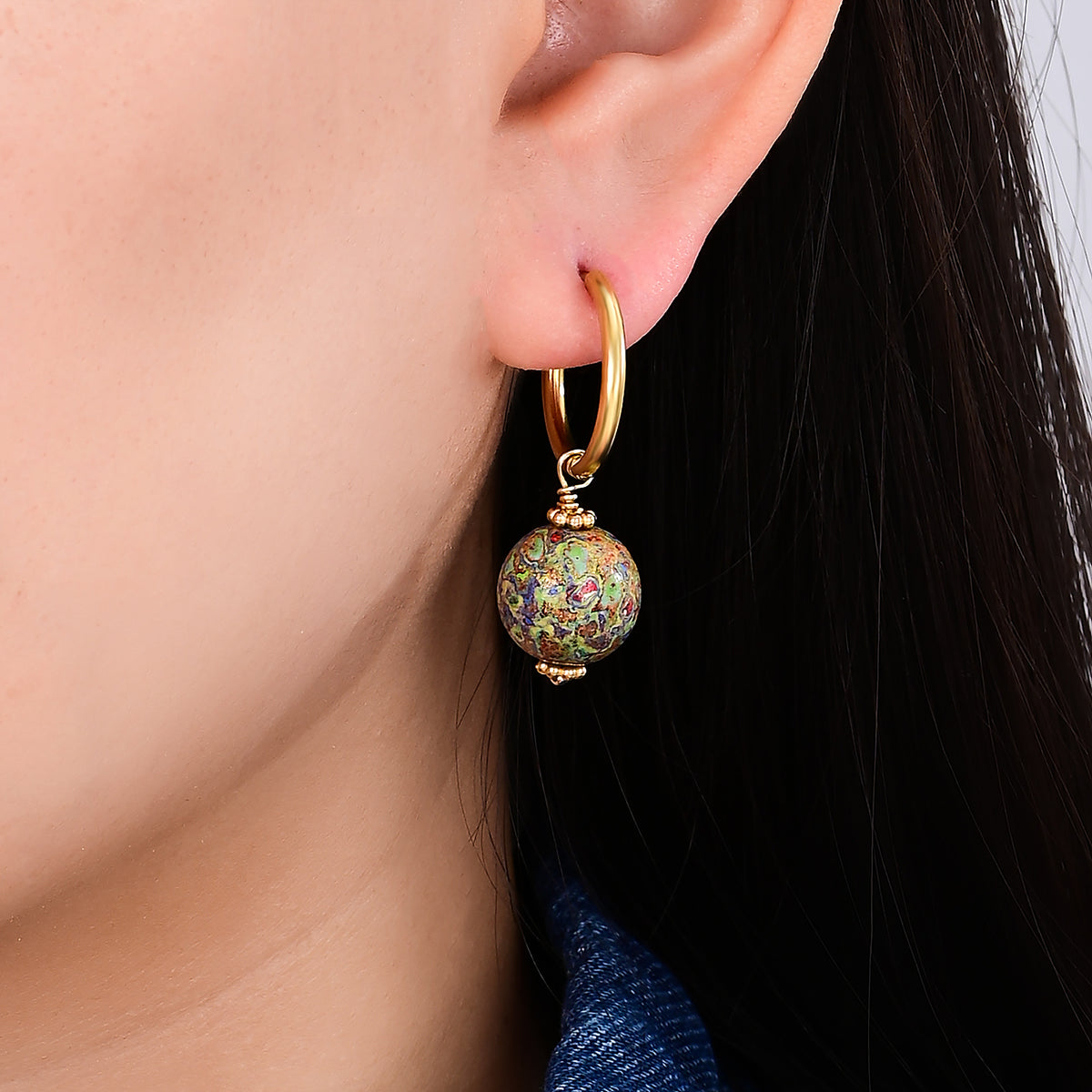 Boucles d'oreilles créoles Orbe moucheté Brume des prés