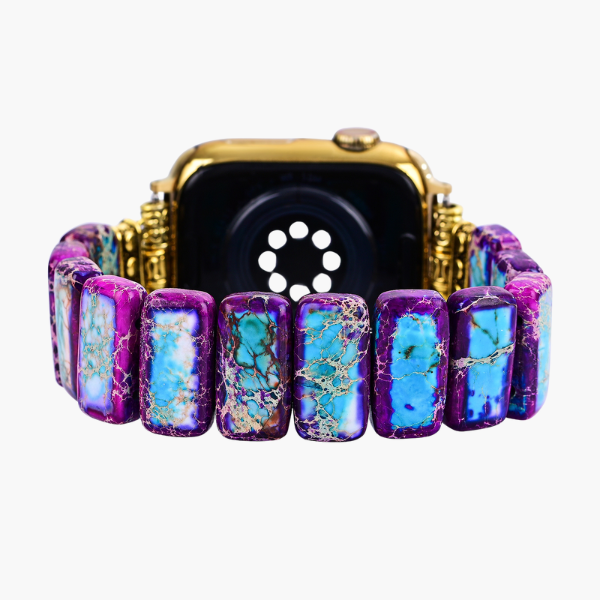 Bracelet Apple Watch extensible en jaspe tibétain majestueux