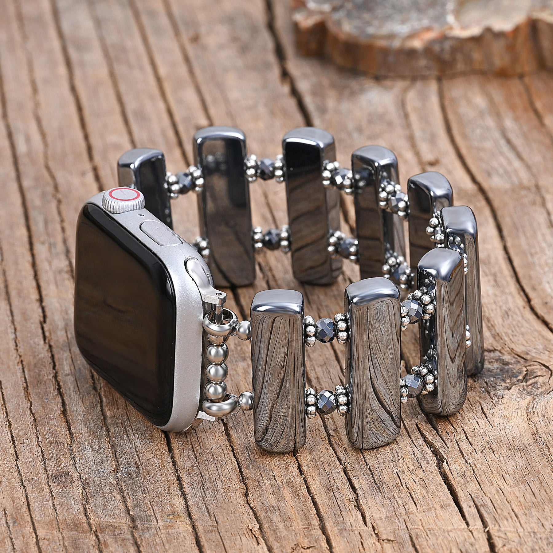 Platin-Eklipse dehnbares Apple Watch Armband