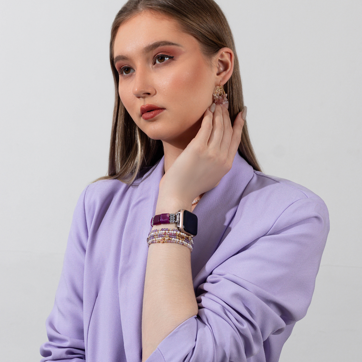 Amethyst Aura Achat Stretch Apple Watch Armband