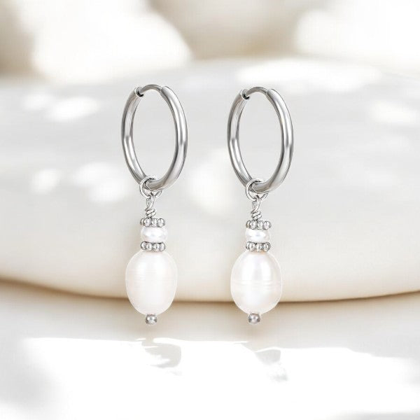 Boucles d'oreilles créoles en perles et agates Golden Grace