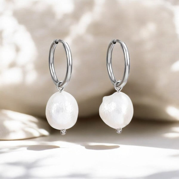 Boucles d'oreilles créoles en perles et agates Golden Grace