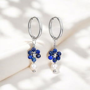 Boucles d'oreilles créoles en perles et agates Golden Grace