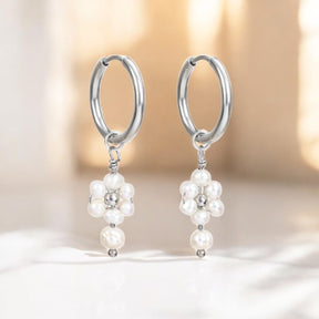 Boucles d'oreilles créoles en perles et agates Golden Grace