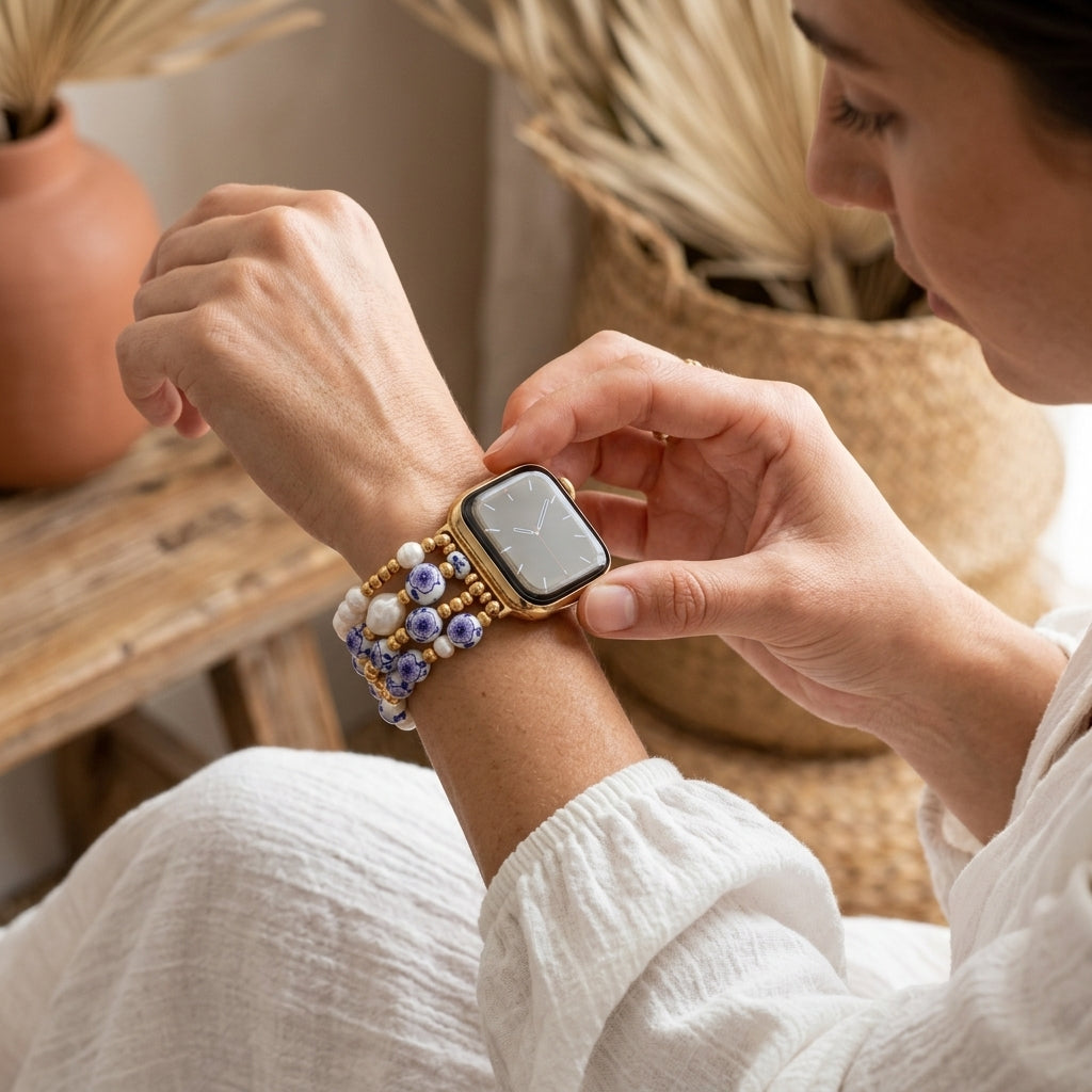 Porcelain-Garten-Lavendelblüten-Armband für die Apple Watch