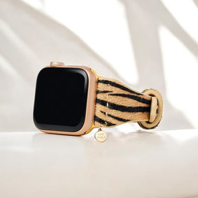 Elegante Streifen Leder Apple Watch Armband