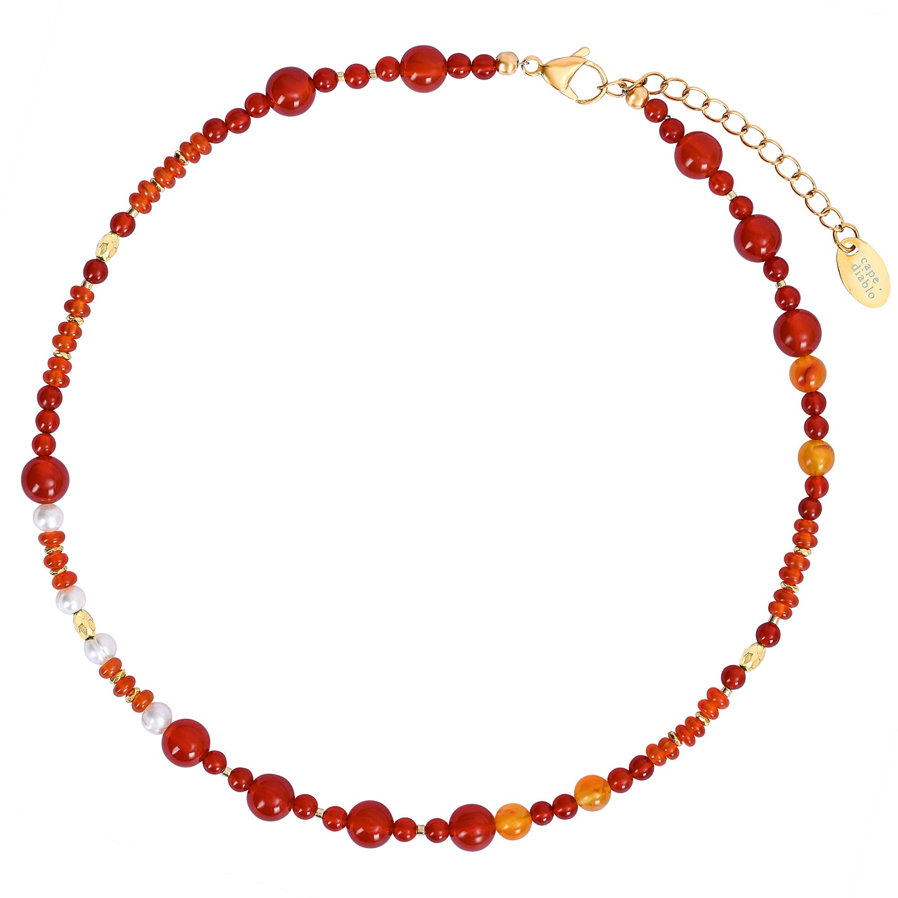 Collier Harmonie en Agate Rouge et Perle