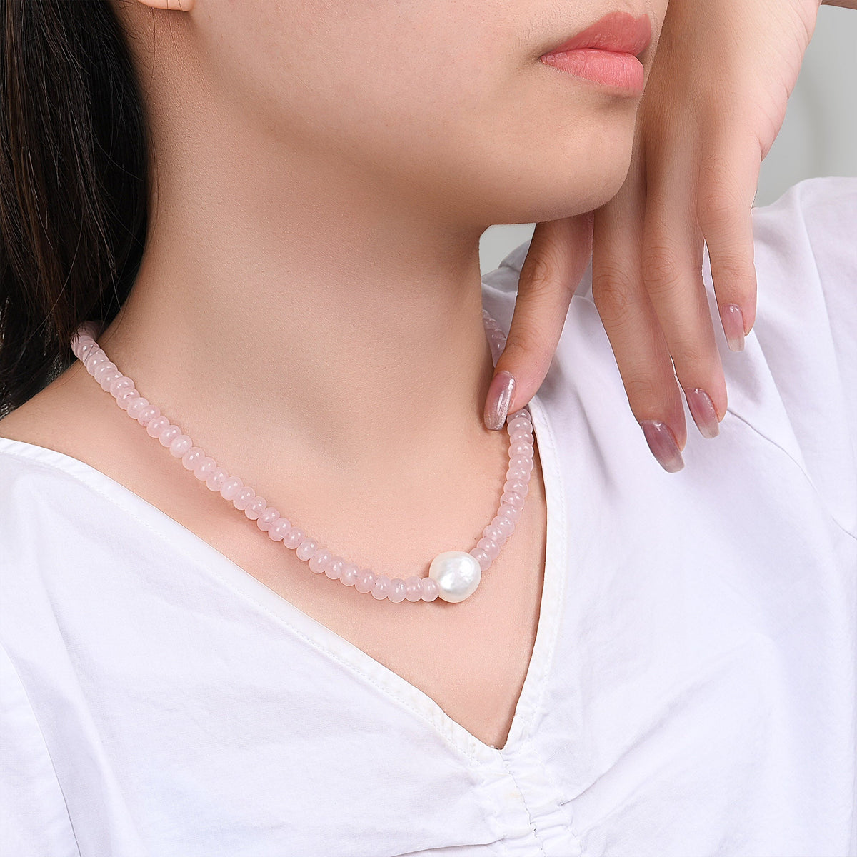 Collier Perle Éclat Rose