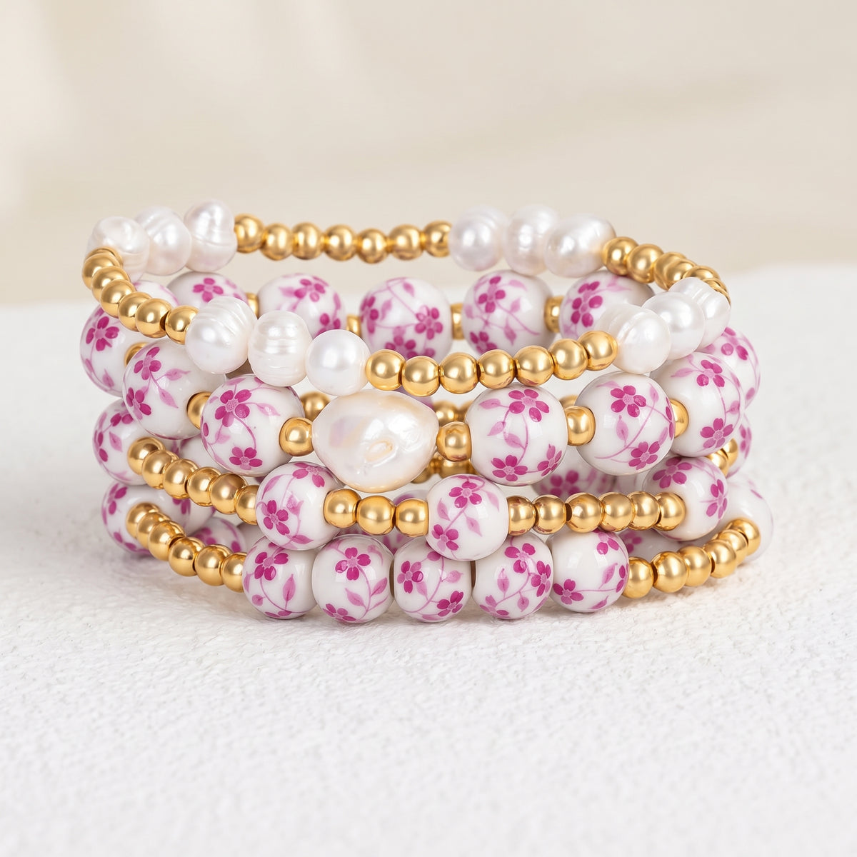Ensemble de bracelets Porcelain Garden Rose Blossom