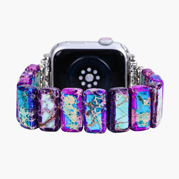 Bracelet Apple Watch extensible en jaspe tibétain majestueux