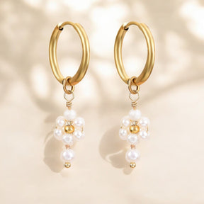 Boucles d'oreilles créoles en perles et agates Golden Grace