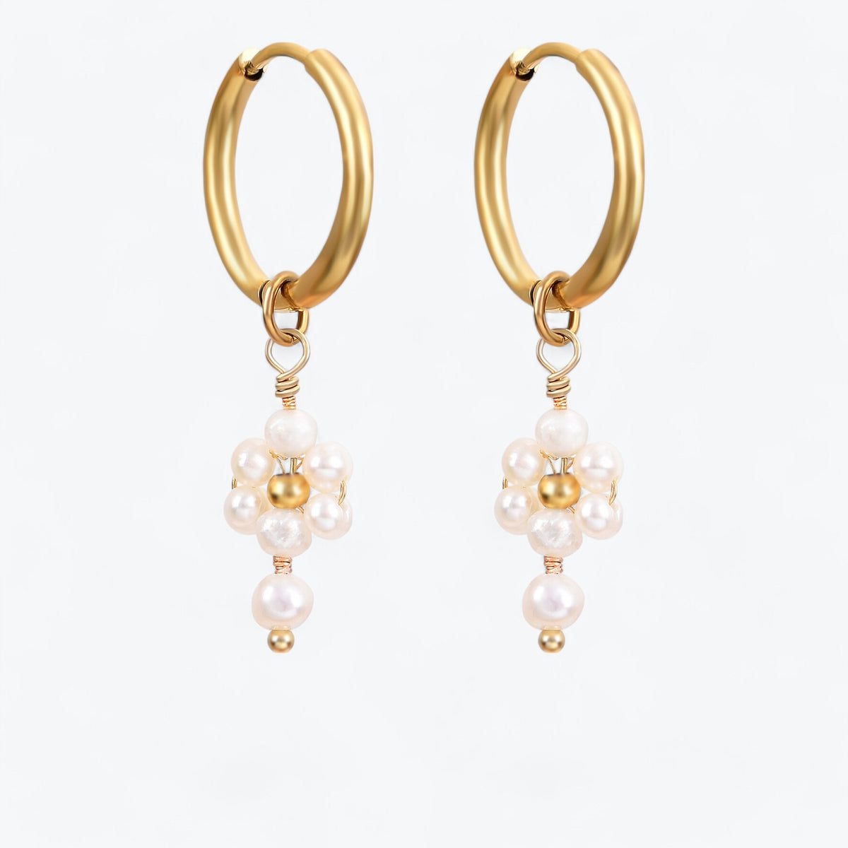 Boucles d'oreilles créoles en perles et agates Golden Grace