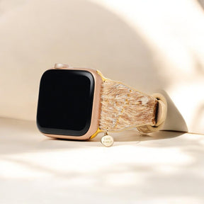 Bracelet Apple Watch en cuir aux teintes bois flotté