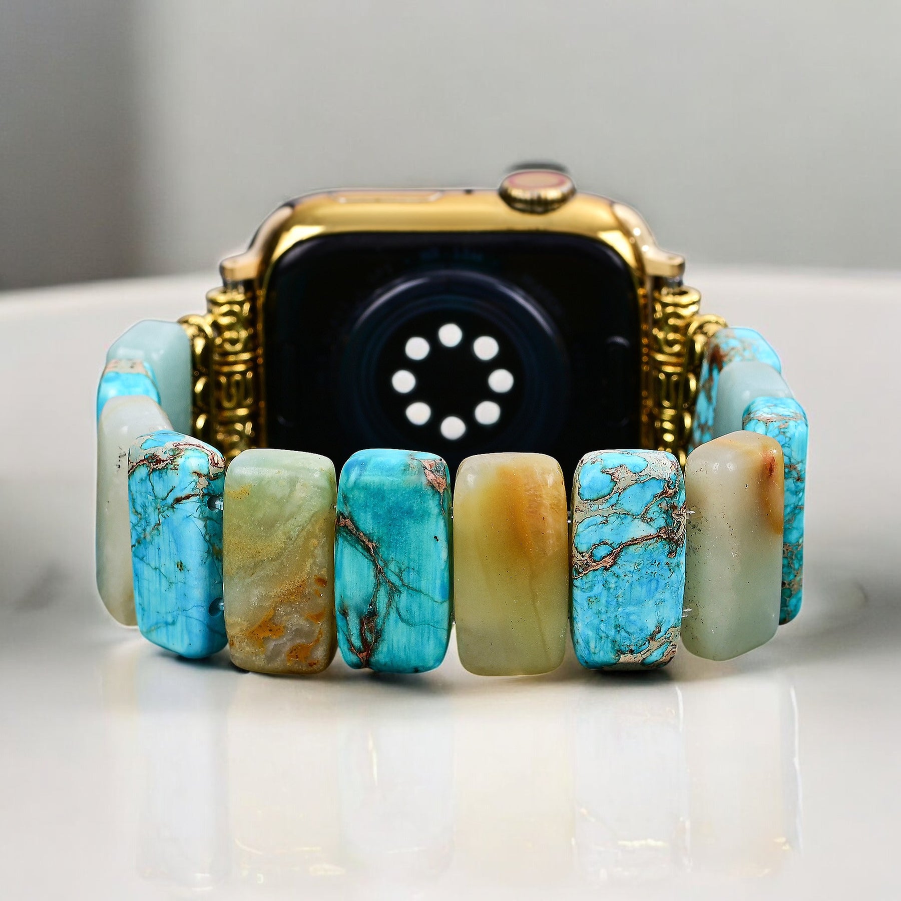 Türkisfarbener Earth Stretch Apple Watch Armband
