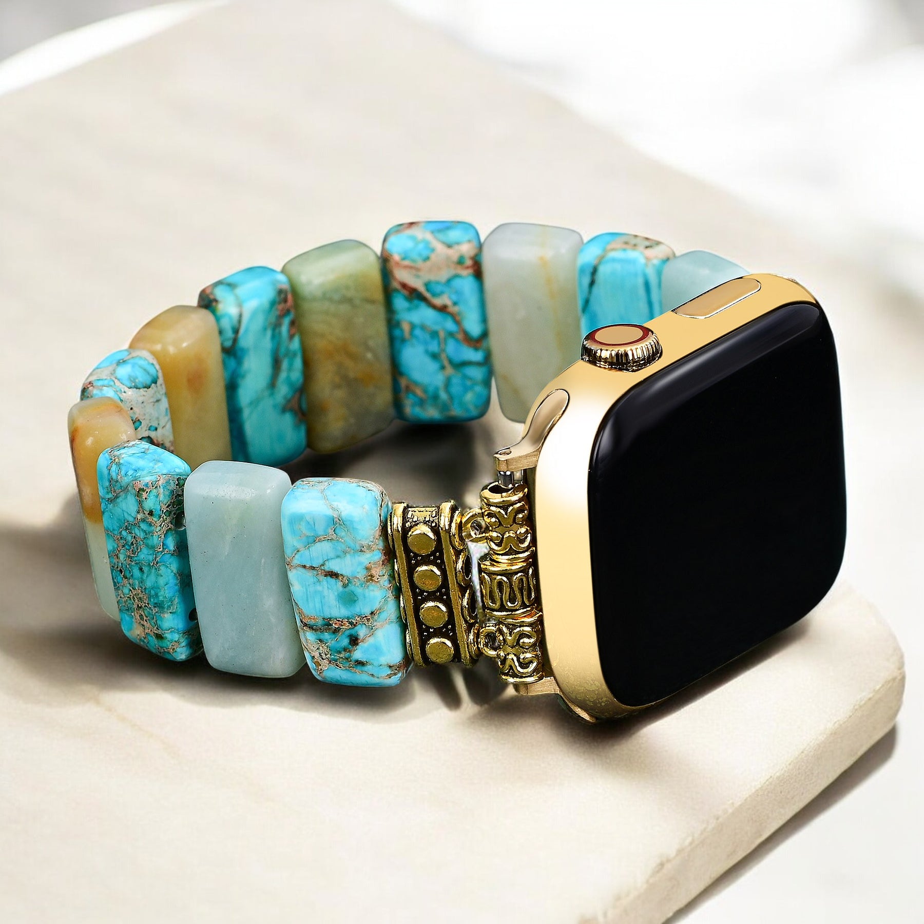 Türkisfarbener Earth Stretch Apple Watch Armband