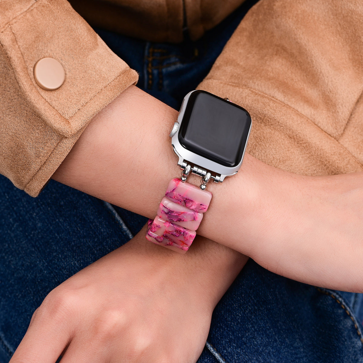 Rose Marmor Stretch Apple Watch Armband