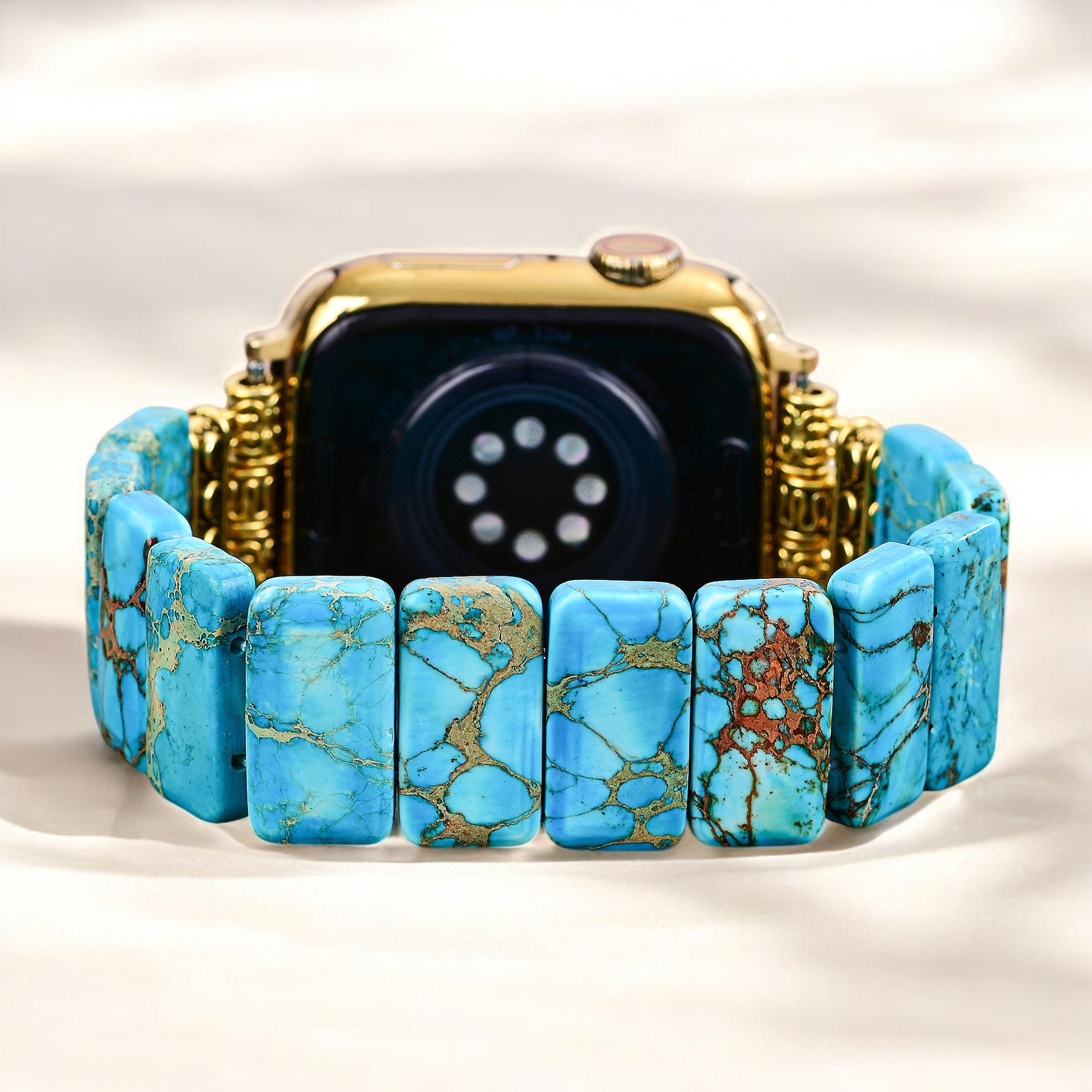 Türkisfarbener tibetischer Jaspis Stretch Apple Watch Armband