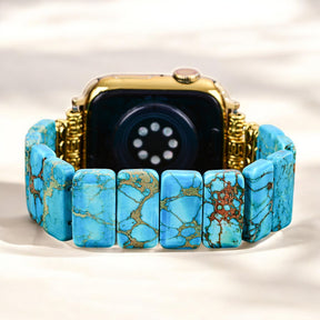 Türkisfarbener tibetischer Jaspis Stretch Apple Watch Armband