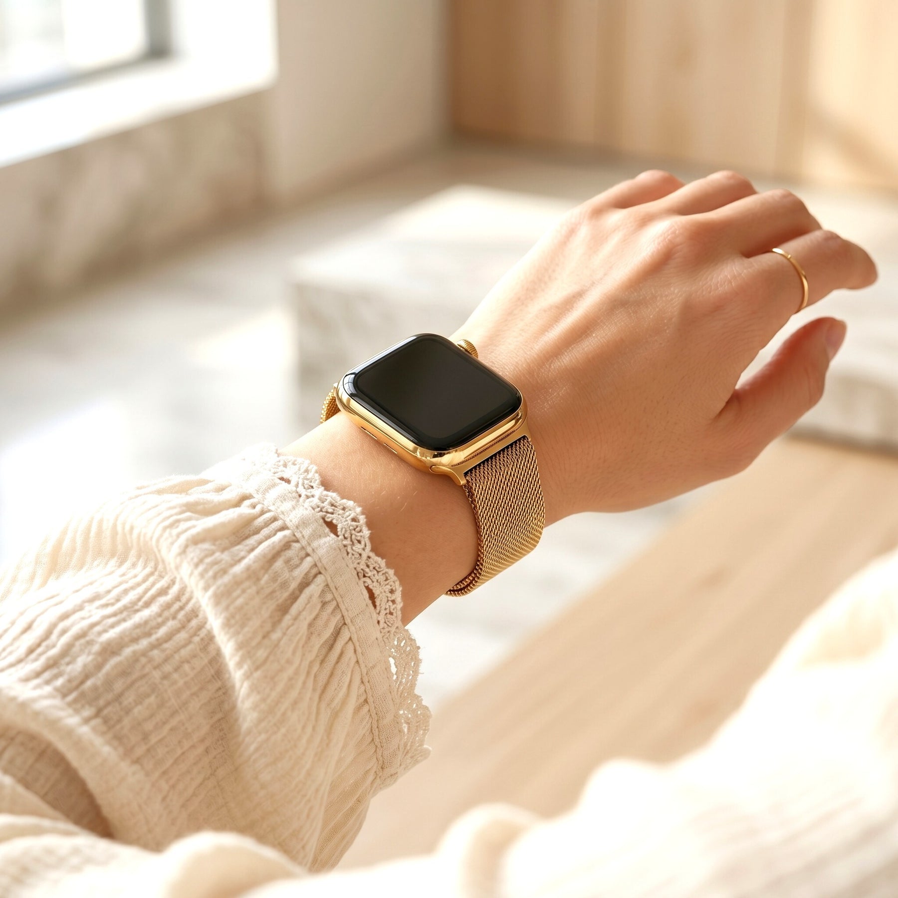 Goldenes Stahl-Luxus-Stretch-Armband für Apple Watch