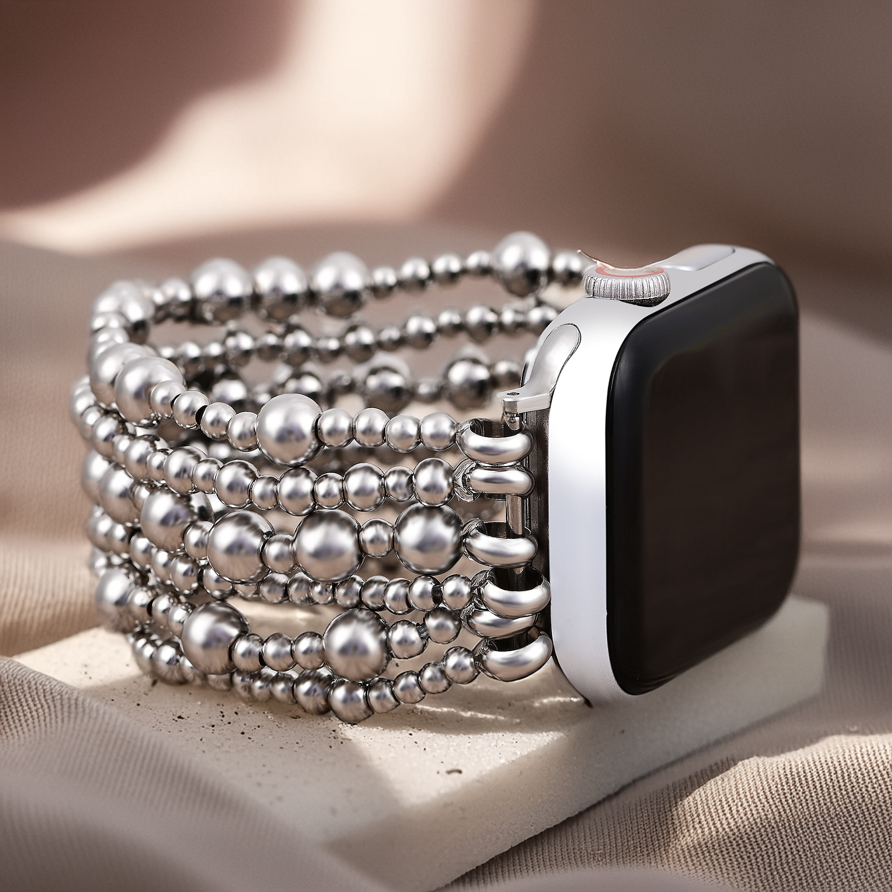 Bracelet Apple Watch extensible en platine Demure