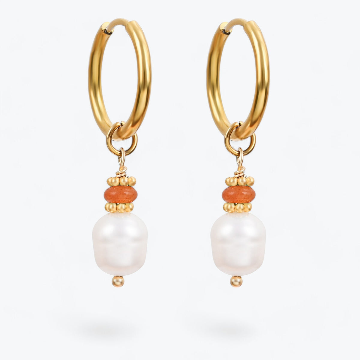 Boucles d'oreilles créoles en perles et agates Golden Grace