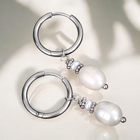 Boucles d'oreilles créoles Élégance Perle Argentée
