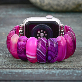 Bracelet Apple Watch en agate orchidée radiante