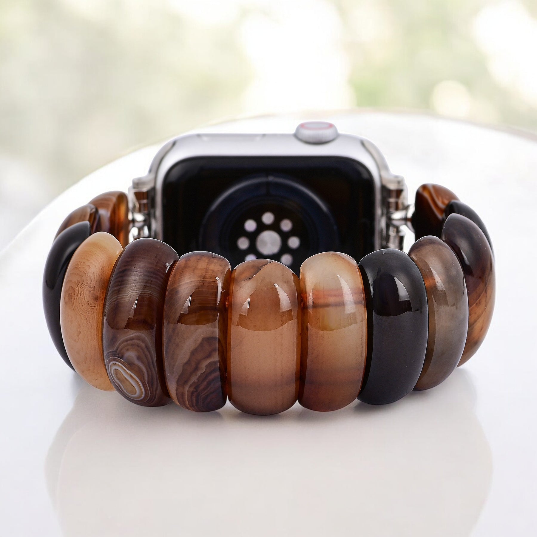 Bracelet extensible en agate Earthly Ember pour Apple Watch