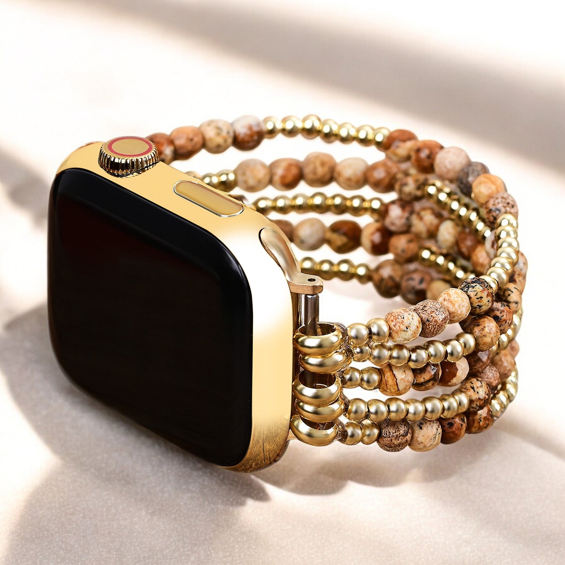 Bracelet extensible Golden Earth Jasper pour Apple Watch