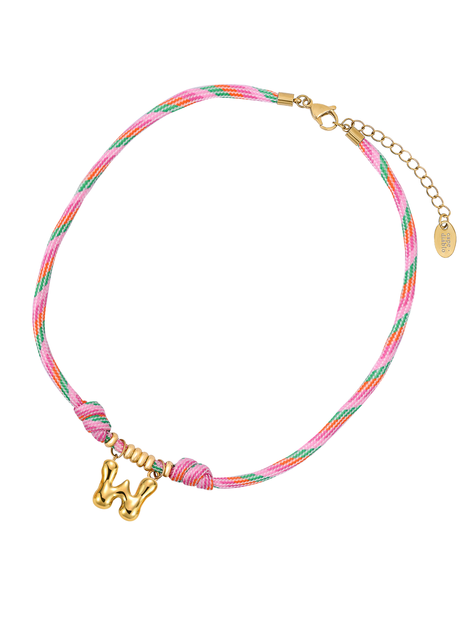 Goldene Bubble Letter Seil Halskette