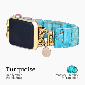 Türkises tibetisches Jaspis-Stretch-Apple-Watch-Armband