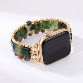 Bracelet Apple Watch extensible en agate Wild Grace argentée