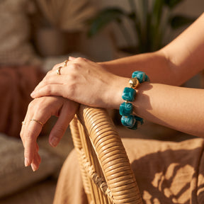 Bracelet massif vert émeraude style lagon