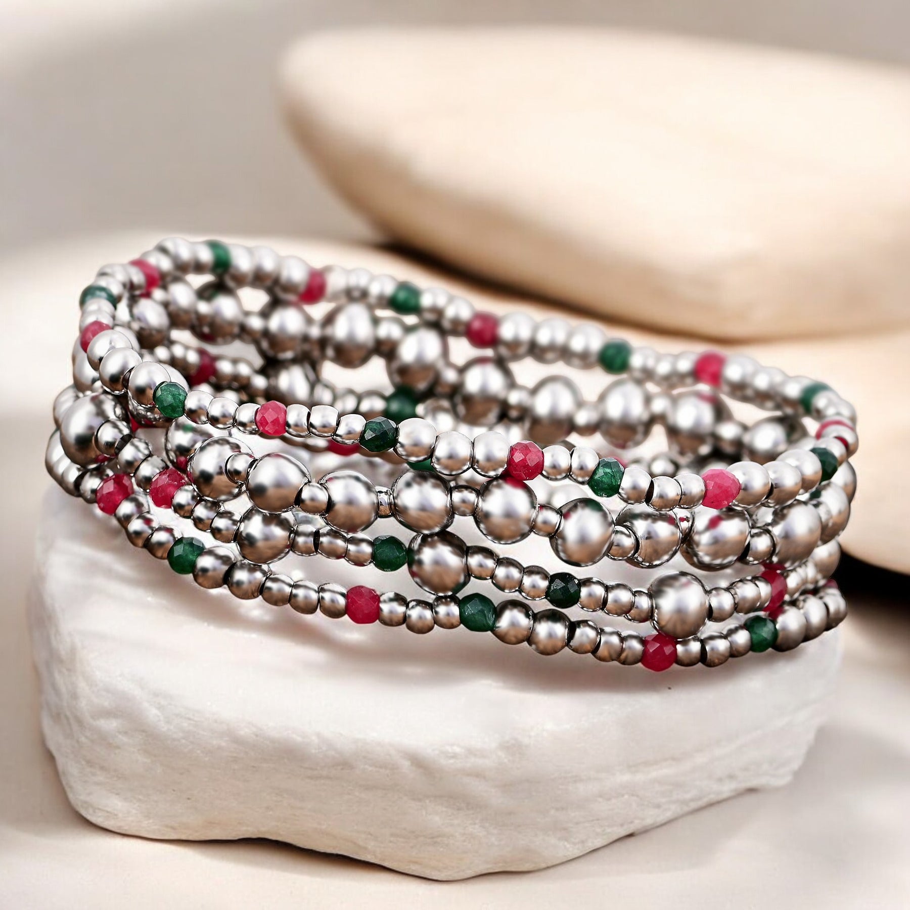 Ensemble de bracelets magiques argentés de Noël