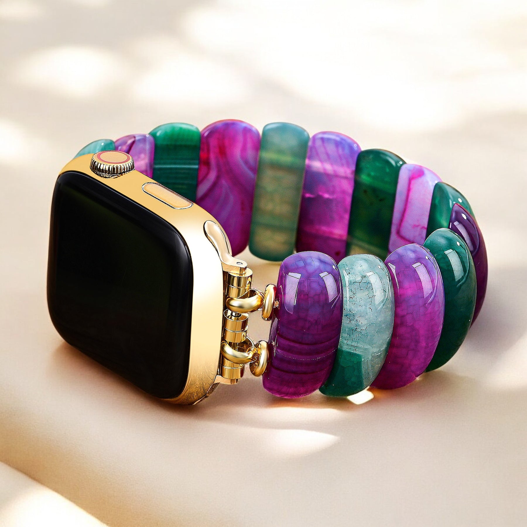 Bracelet extensible en agate bijou bohème pour Apple Watch
