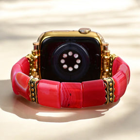Ruby Essence Achat Stretch Apple Watch Armband
