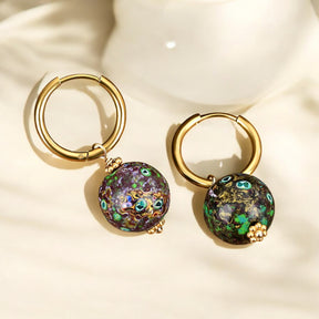 Emerald Eclipse Sprenkel Kugel Creolen