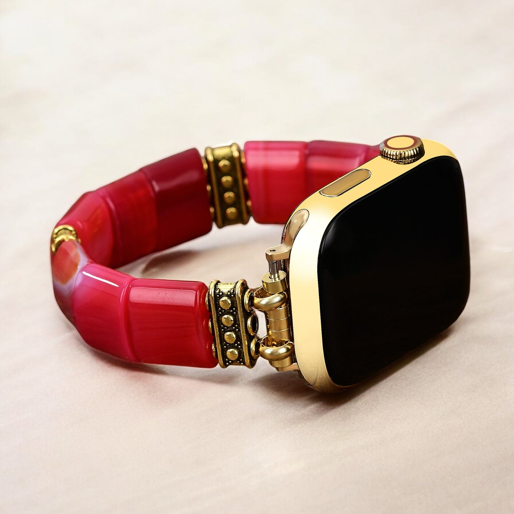 Ruby Essence Achat Stretch Apple Watch Armband