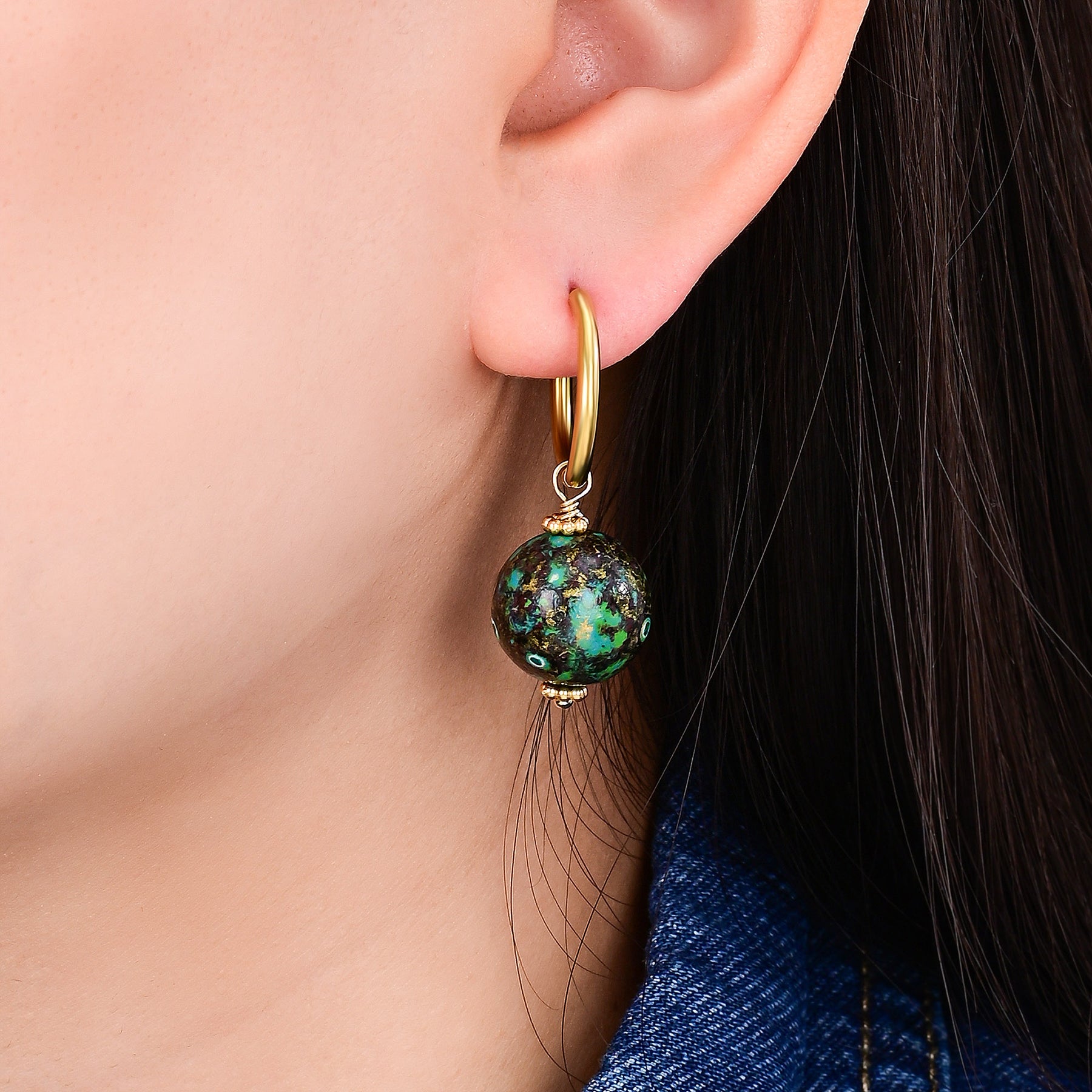 Emerald Eclipse Sprenkel Kugel Creolen