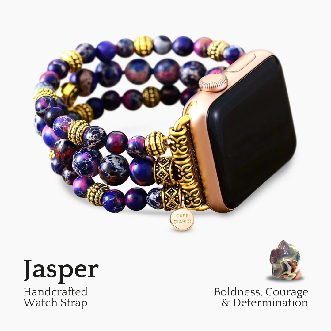 Bracelet Apple Watch extensible en jaspe violet